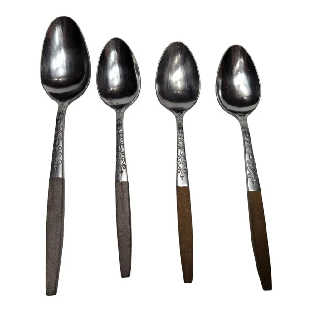 Interpur INR2 Spoons set of 1Tablespoon 3 teaspoons brown handle Japan‎ SS